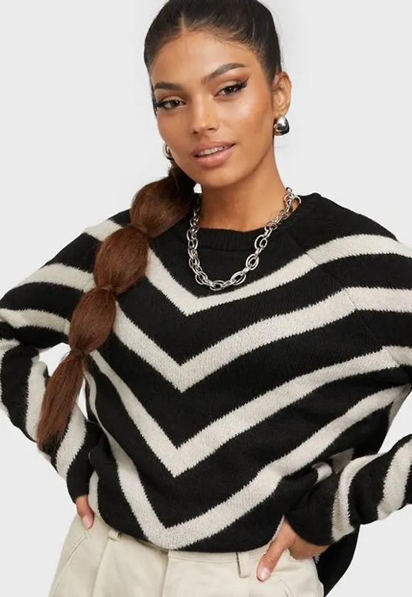 Only Onleliza L/S Pullover Knt Noos Stickade tröjor Black W. Cloud Dancer
