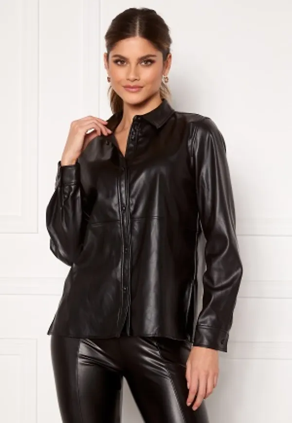 VILA Nalia Coated L/S Shirt Black 34
