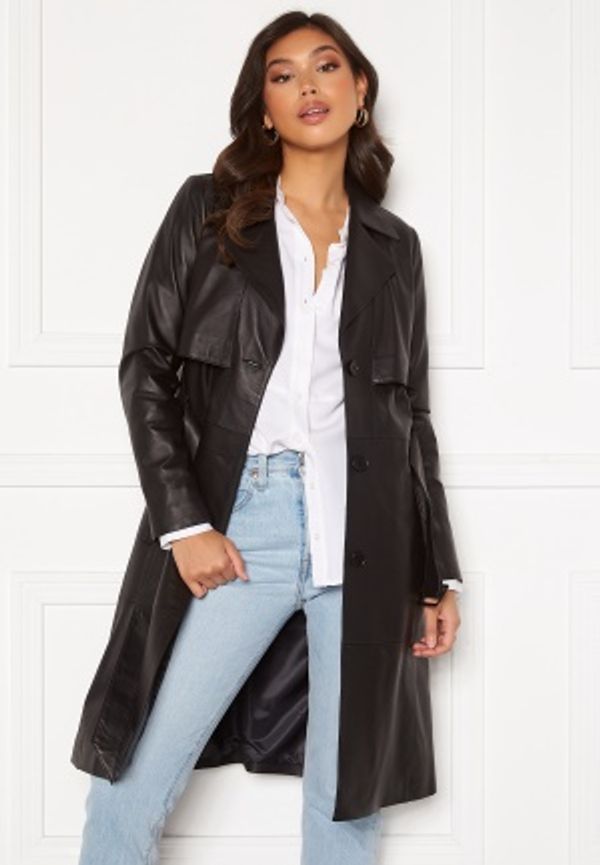 JOFAMA Jill Leather Trench Coat Black 36