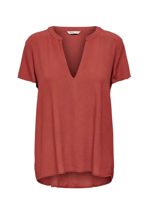 Only - Topp onlMolly SS V-neck - Röd