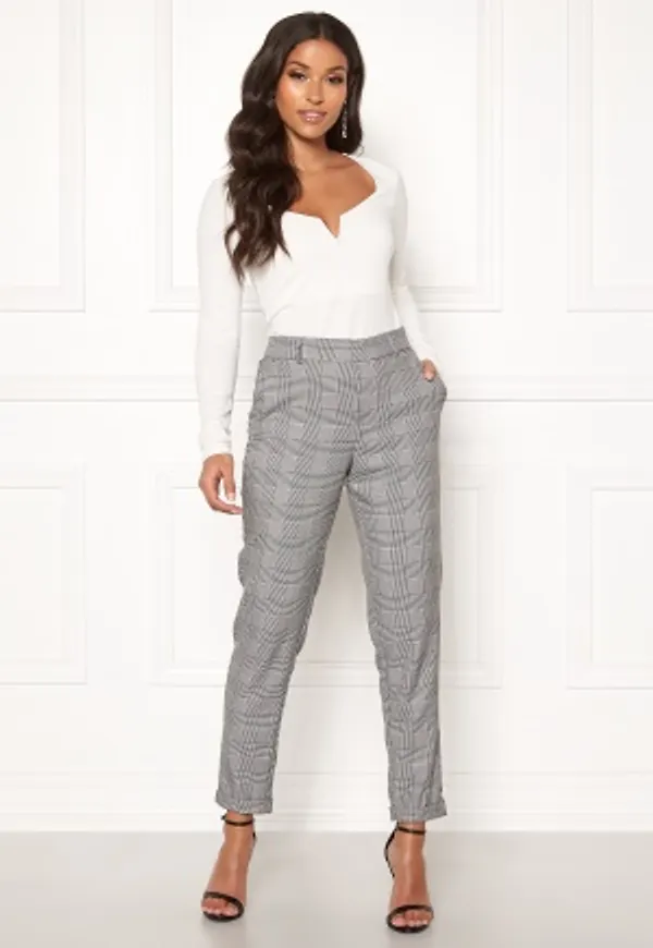 VERO MODA Maya MR Loose Check Pant Black Checks: White XS/32