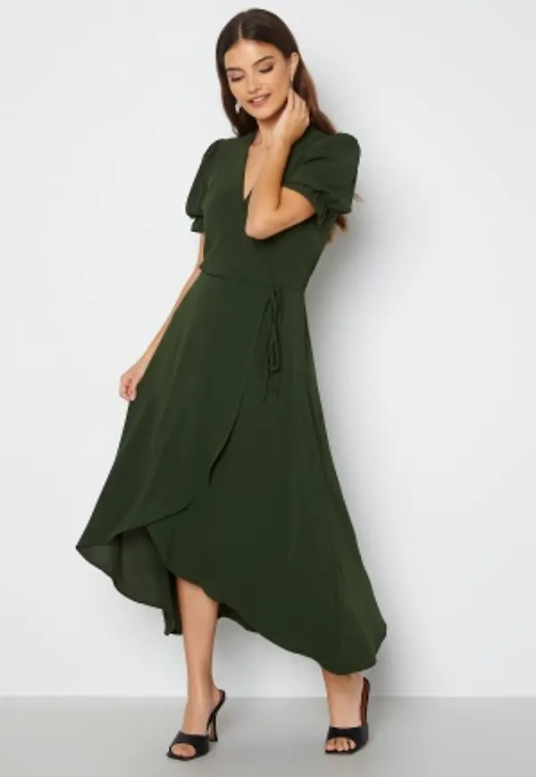 AX Paris Wrap Side Tie Maxi Dress Olive M (UK12)