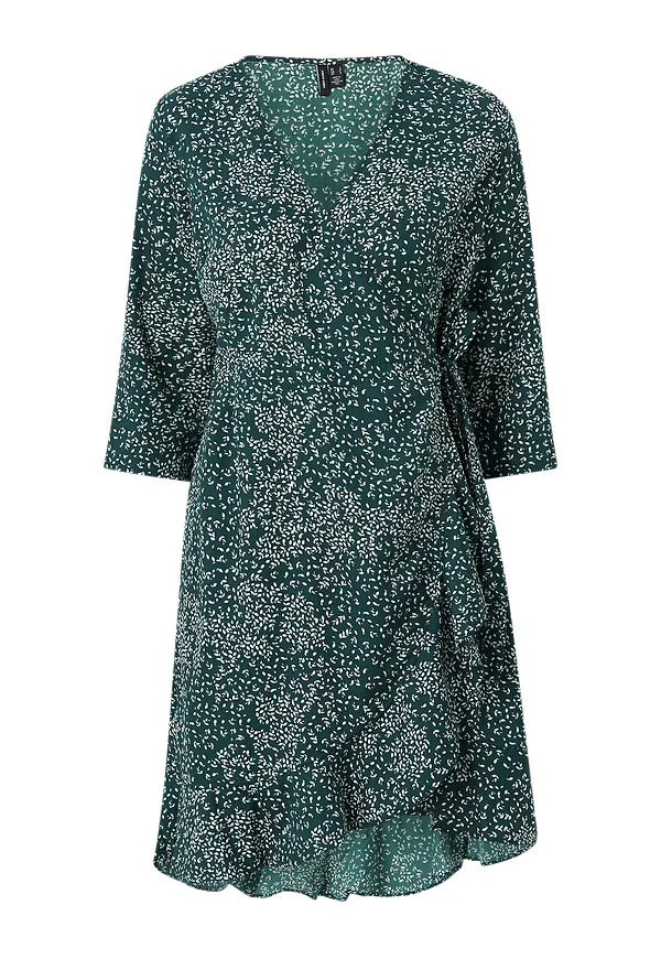 Vero Moda - Omlottklänning vmHenna 3/4 Wrap Dress - Grön
