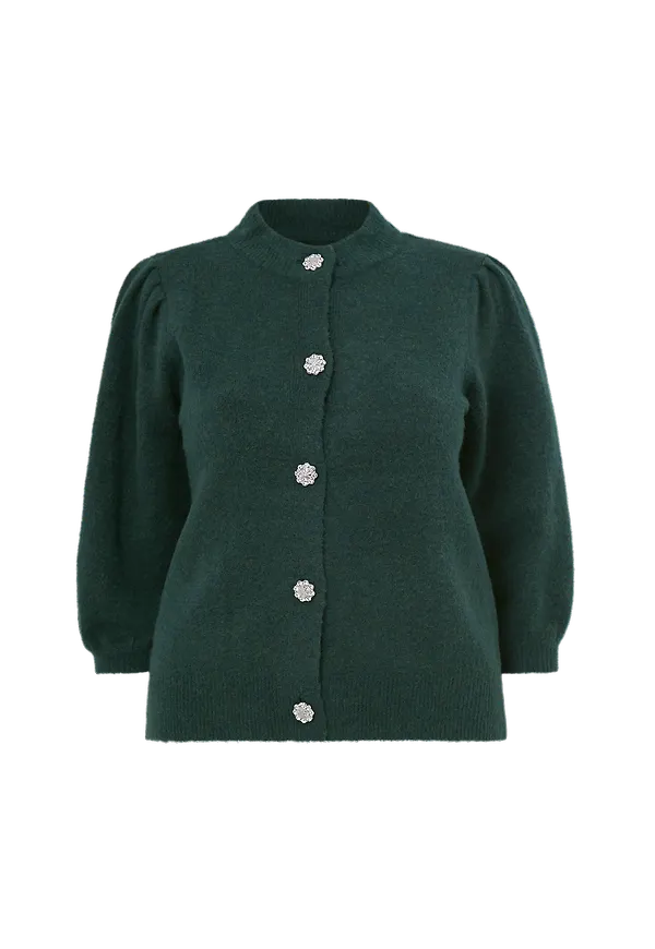Vero Moda Curve - Cardigan vmKarna 3/4 O-neck - Grön