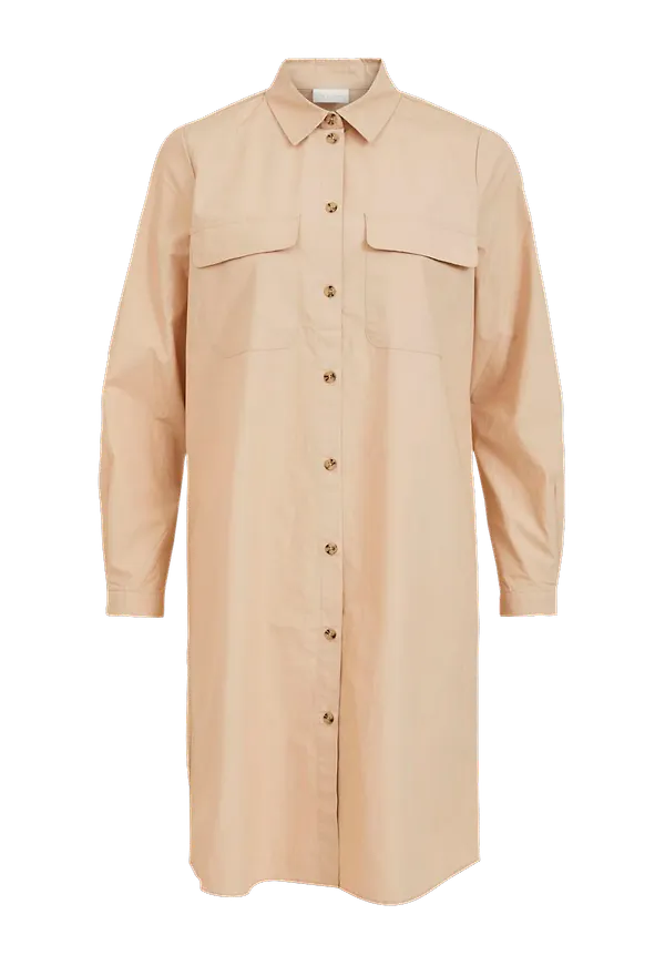 Vila - Långskjorta viAniana L/S Long Shirt - Beige