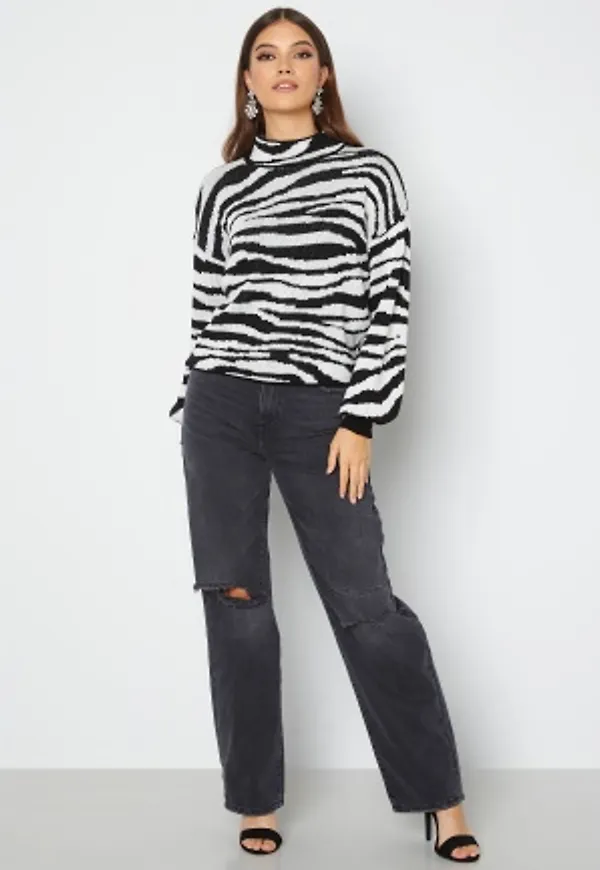Trendyol Zebra Knit Sweater Black L