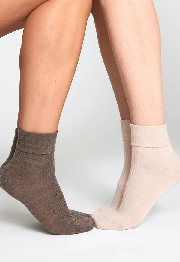 2-pack strumpor i ribbad merinoblandning