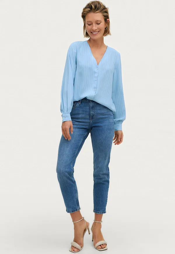 Mango - Jeans Mom Comfort Ankle HW - Blå