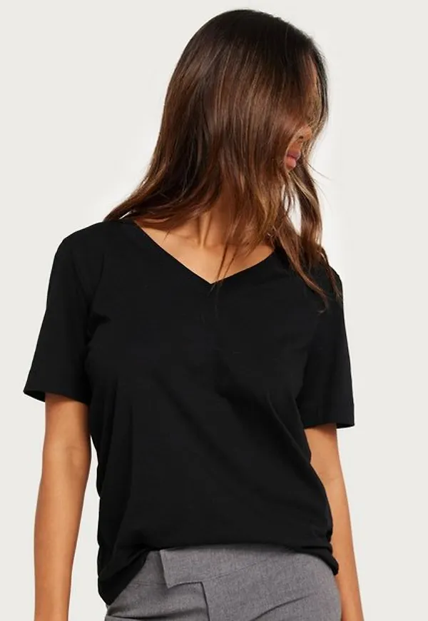 Selected Femme Slfstandard Ss V-Neck Tee Noos T-shirts Svart