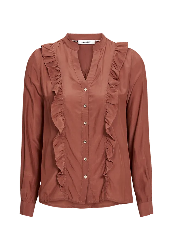 co'couture - Volangblus Florence Frill Shirt - Rosa