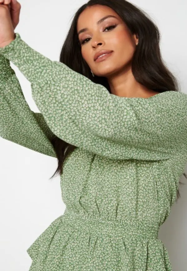 JDY Anemone Life L/S Smock Dress Basil AOP:MINI FLOWE 42