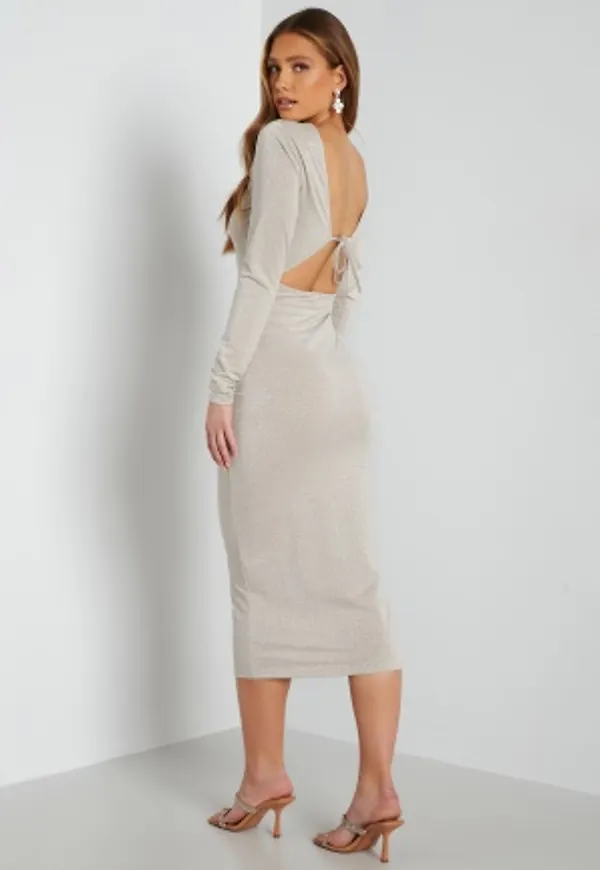 BUBBLEROOM Lennon sparkling dress Champagne / Silver L