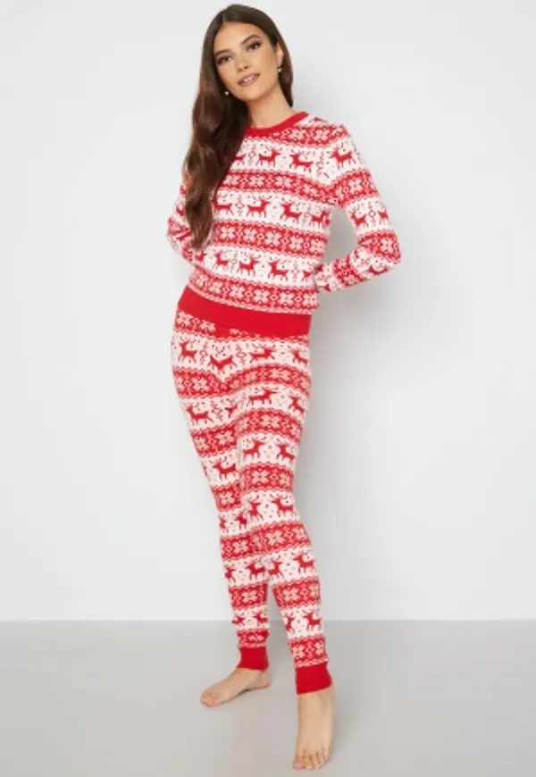 ONLY Xmas Pattern L/S Pants High Risk Red M