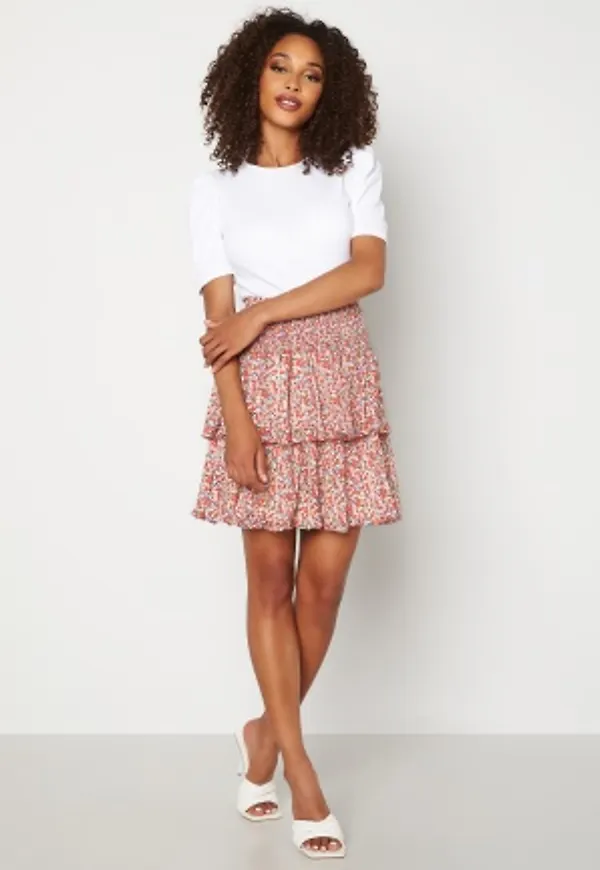 VILA Brom HW Skirt Cloud Dancer Flower 36