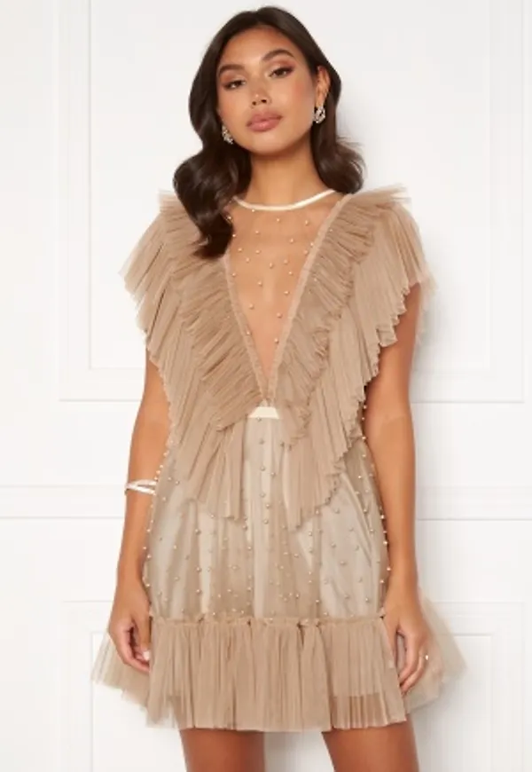 Ida Sjöstedt Nathalie Dress Beaded Tulle Sand 40