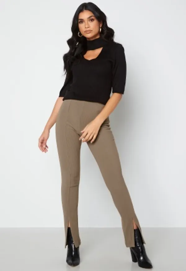 ONLY Leonie HW Front Slit Rib Legging Walnut S/32