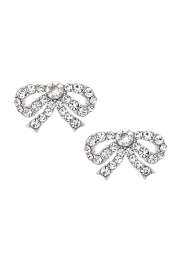LILY AND ROSE Petite Antoinette Bow Earrings Crystal Silver One size