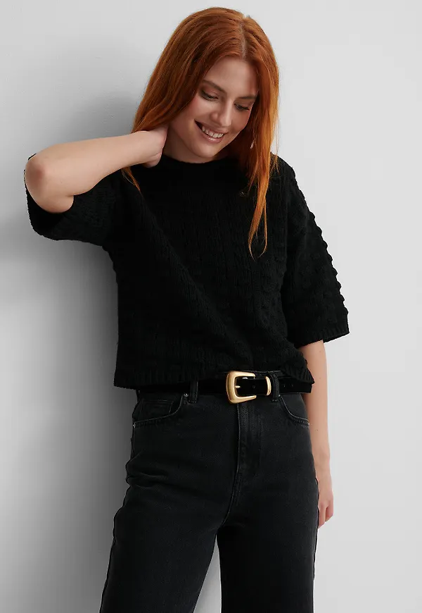 NA-KD Reborn Recycled Stickad Tröja Med Detaljer - Black