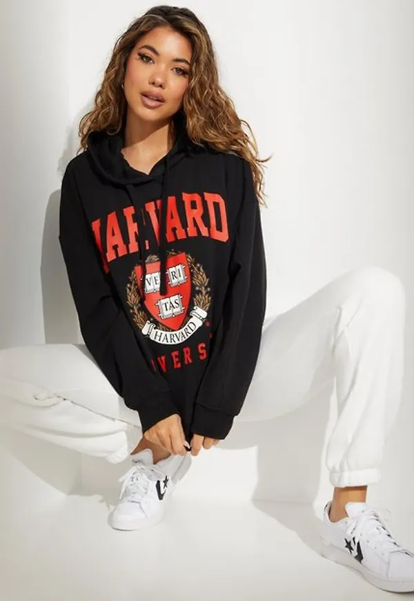 Only Onlzanni L/S Oversize Harvard Box C Hoodies Black Harvard