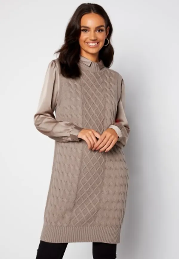 VILA Zuri Cable S/L Knit Vest Dress Fungi XS