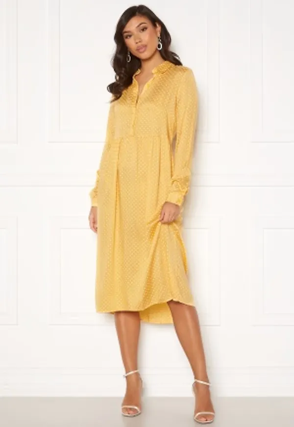VERO MODA Fie Ls Calf Dress Wvn Cornsilk/ Birch Dot XS