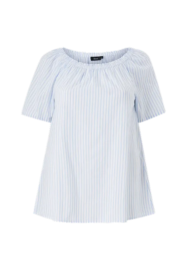 Zizzi - Blus vAva S/ S Blouse - Blå