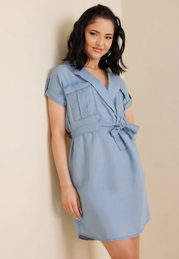 Noisy May Nmvera S/S Endi Tencel Shirt Dress Klänning Ljus Blå