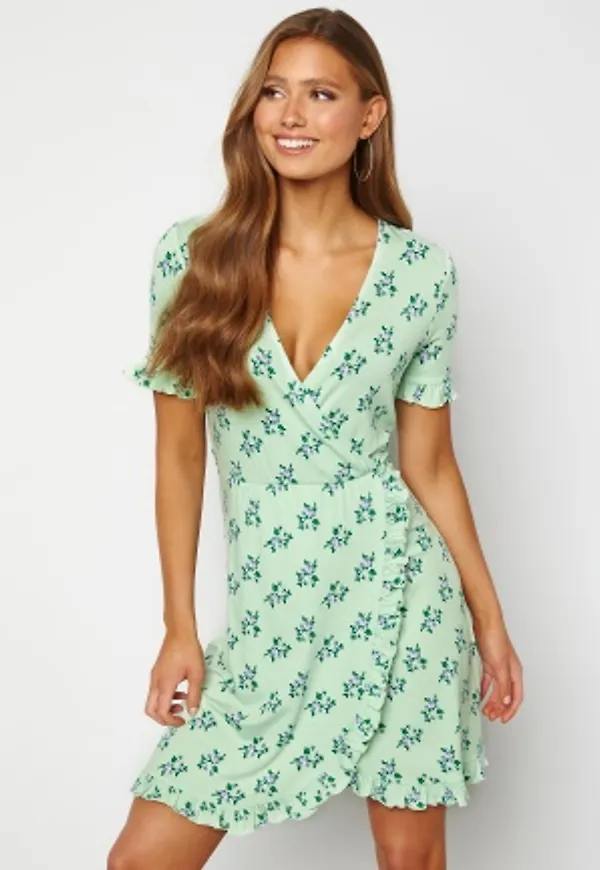 BUBBLEROOM Lissandra flounce dress Green / Floral XS