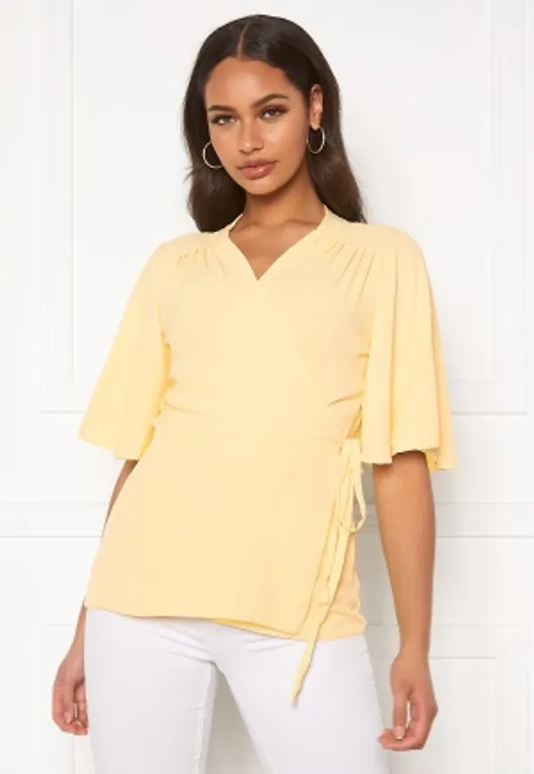 John Zack Flared Sleeve Wrap Blouse Lemon XS (UK8)