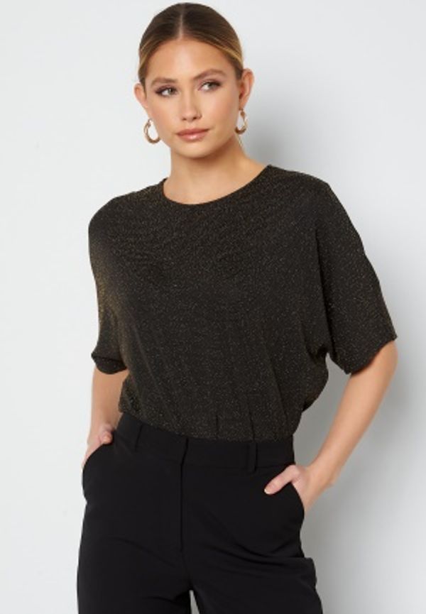 ONLY Carolla Loose Glitter Top Black Gold Glitter L