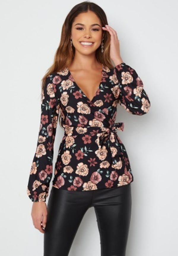 Happy Holly Alba puff sleeve wrap top Floral 52/54
