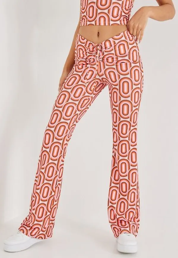 NLY Trend Strap Flare Pants Byxor Mönstrad