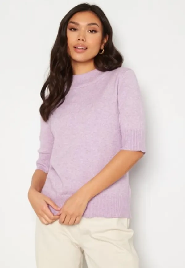 VILA Ril Crew Neck 2/4 Knit Top Pastel Lilac Melange XS