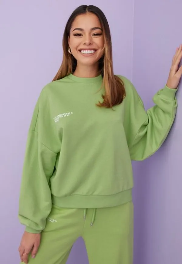 NLY Trend Oversize Embroidered Sweat Sweatshirts Grön