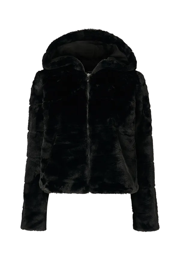 Only - Fuskpäls onlChris Fur Hooded Jacket - Svart