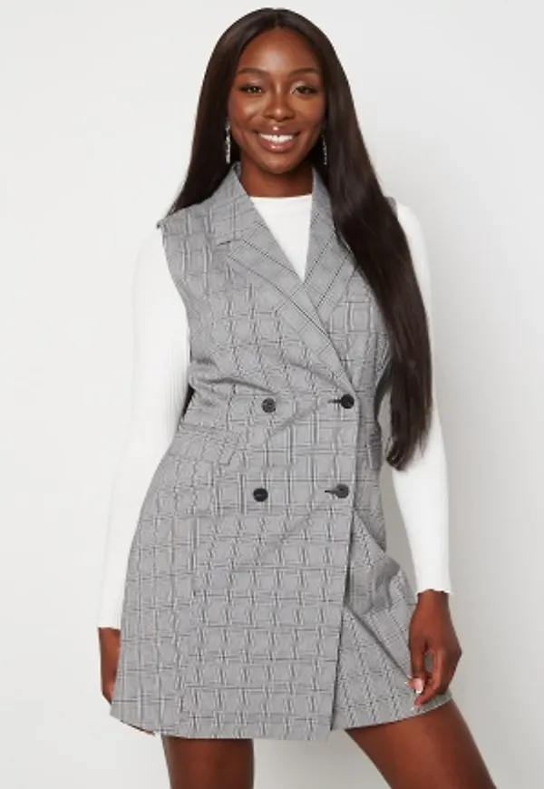 BUBBLEROOM Nellie blazer vest dress Black / White / Checked 42