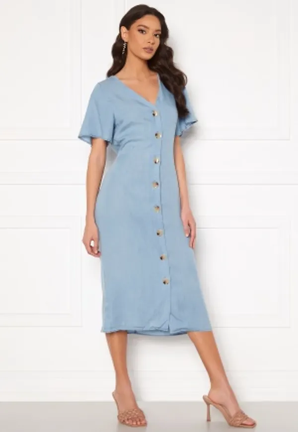 VERO MODA Viviana Ss Calf Dress Light Blue Denim XS