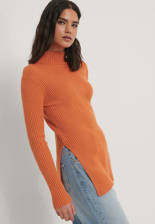 NA-KD Knitted Side Slit Sweater - Orange