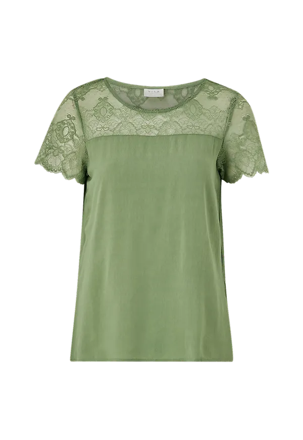 Vila - Topp viMero Lace S/S Top - Grön