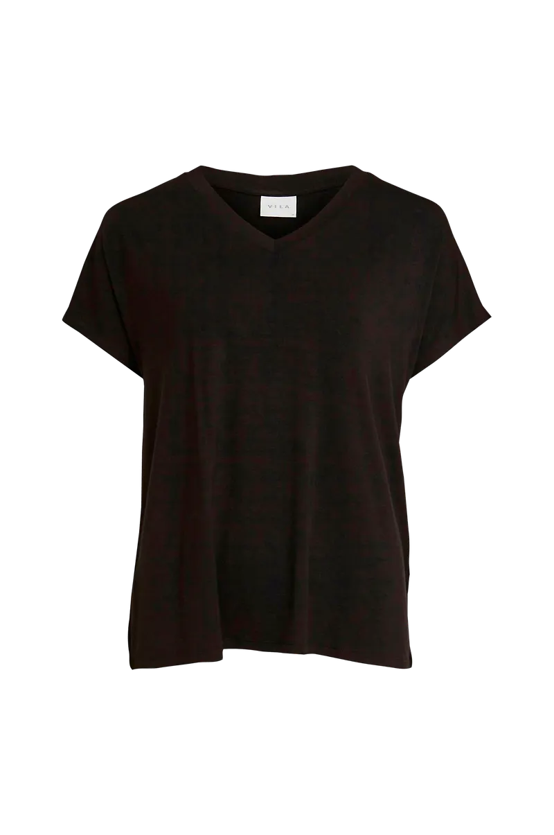 Vila - Topp viBelis V-neck S/S Top - Svart