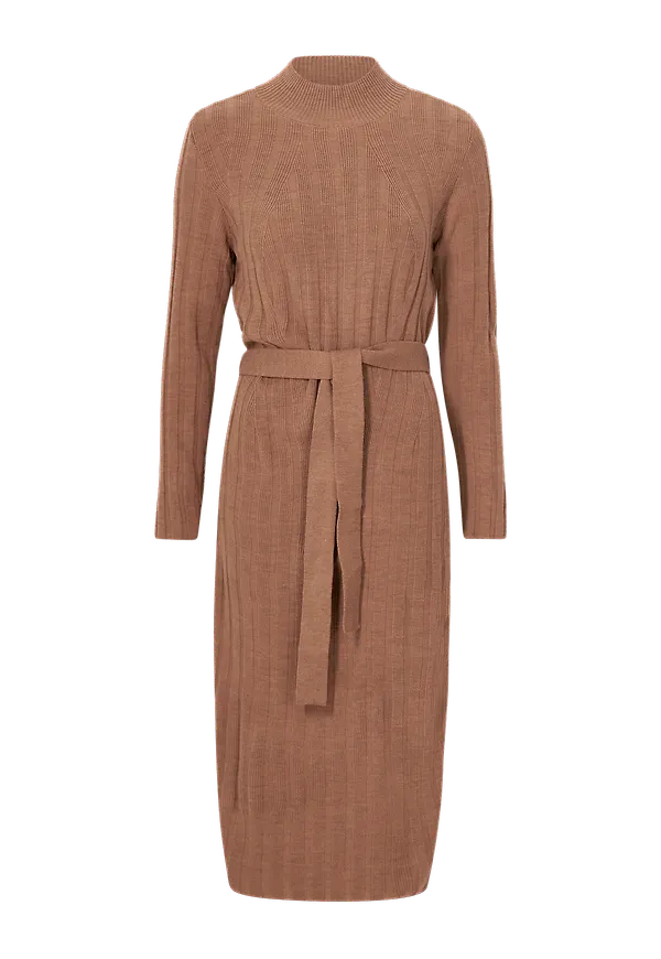 Only - Klänning onlNew Tessa L/S Highneck dress Knt - Brun