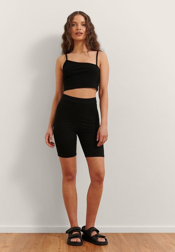 Rianne Meijer x NA-KD Ribbstickade Cyckelshorts - Black