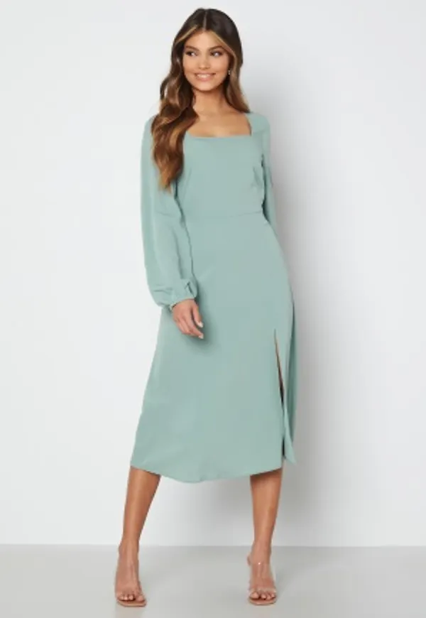 BUBBLEROOM Samantha slit dress Dusty green 36