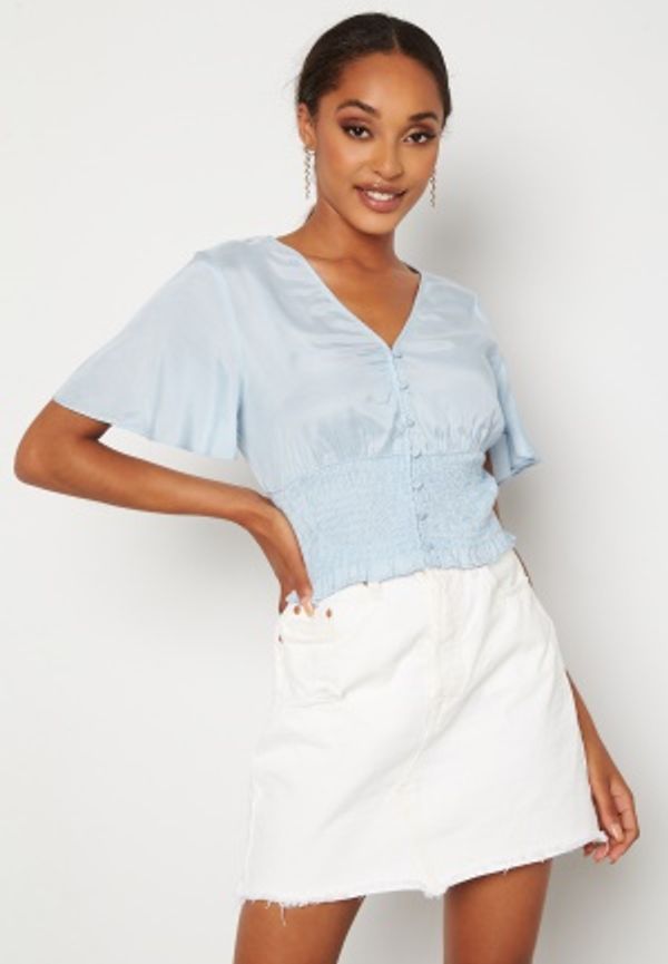 VERO MODA Kamilie 2/4 V-Neck Smock Top Cashmere Blue L