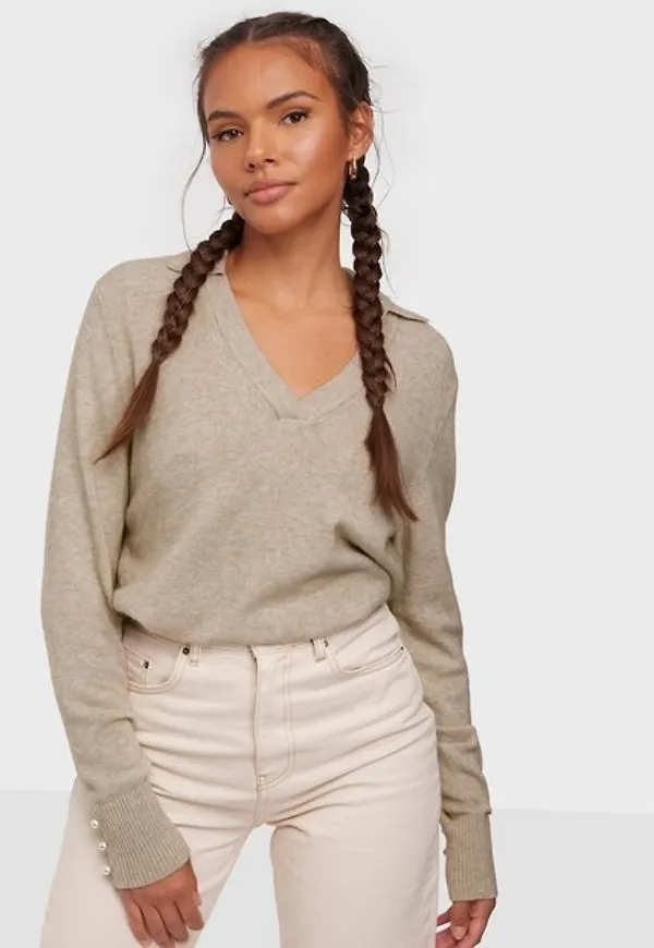 Vila Viril Polo L/S Knit Top Stickade tröjor