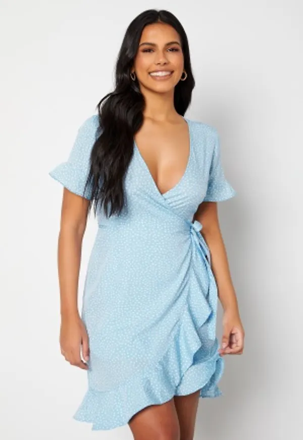 VERO MODA Henna 2/4 Wrap Dress Blue Bell AOP:Tiny D L