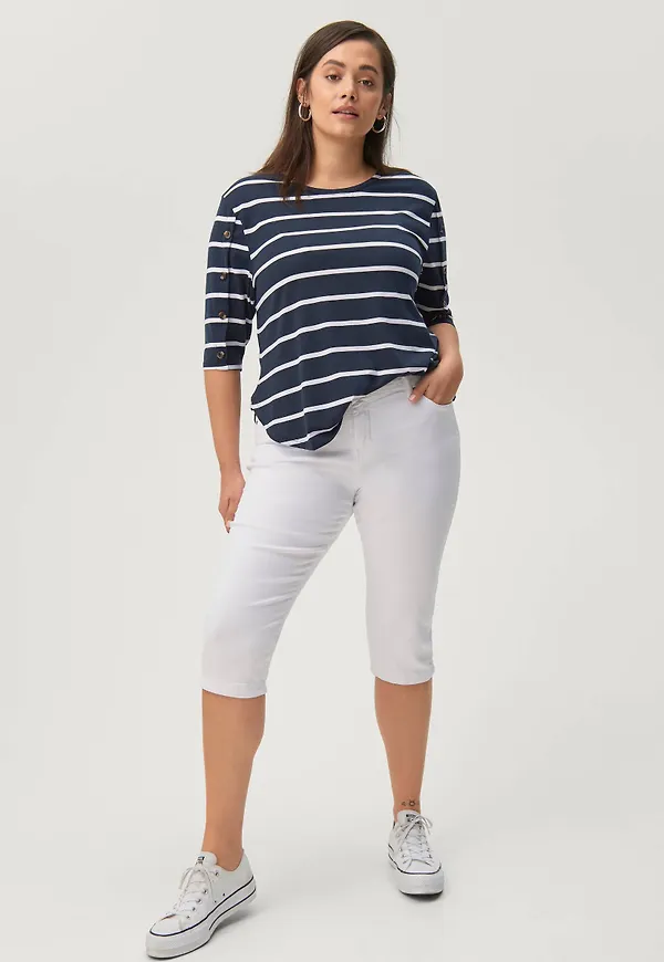 Zizzi - Capribyxa, slim fit - Vit