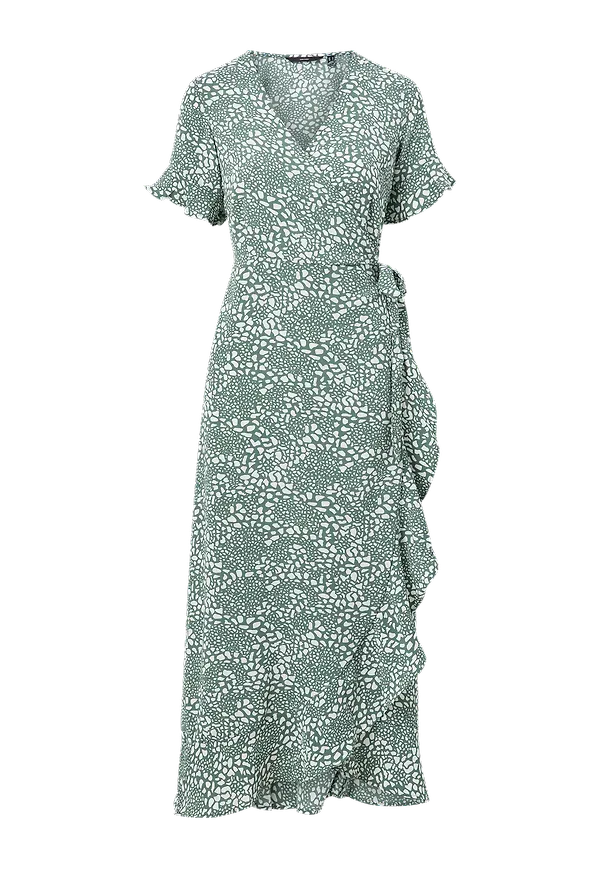 Vero Moda - Maxiklänning vmSaga 2/4 Wrap Frill Ankle Dress - Grön