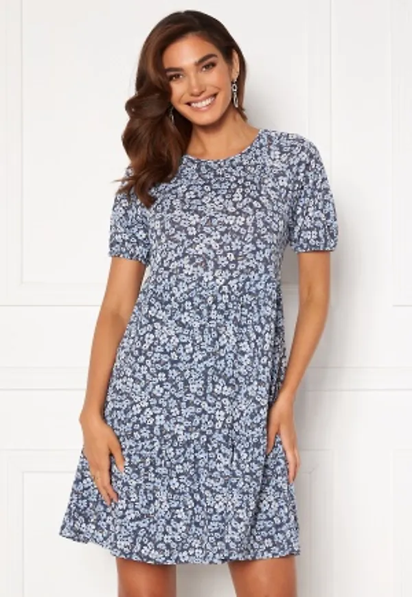 ONLY Pella 3/4 Open Back Dress Vintage Indigo/AOP XS