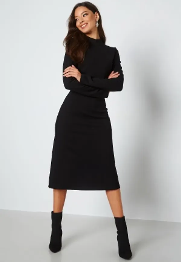 SELECTED FEMME Belli LS Knee Dress Black AOP: Silver M